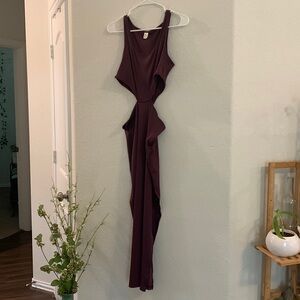 Plum colored midi dress with cutouts
